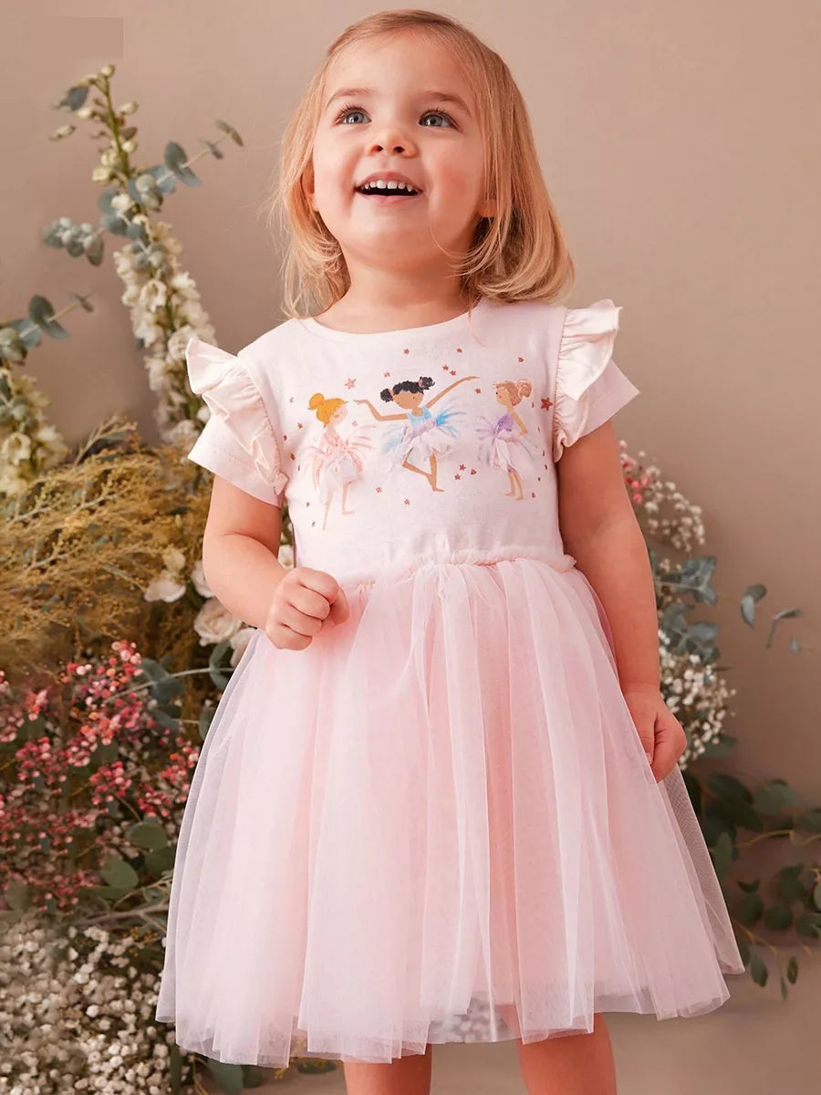 Girls Mesh Ballerina T-shirt Dress