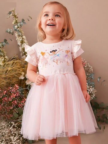 Girls Mesh Ballerina T-shirt Dress