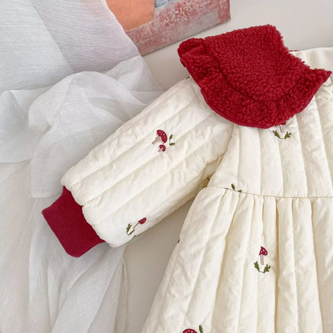 Girl Fleece Lined Padded Mushroom Coat