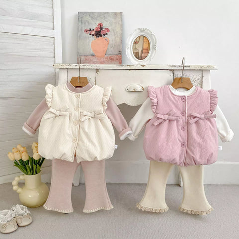 Girl Fleece Lined Puffy Bow Vest