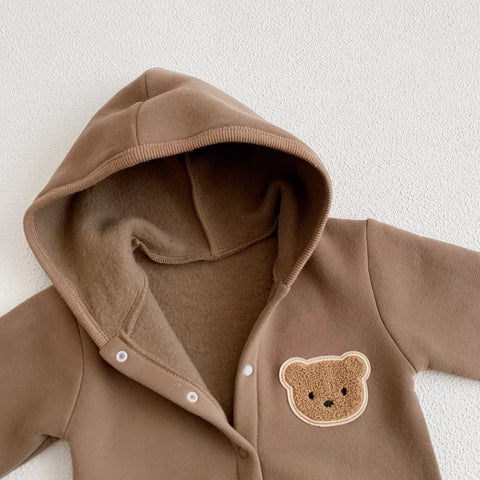 Baby Bear Hooded Fleece Romper