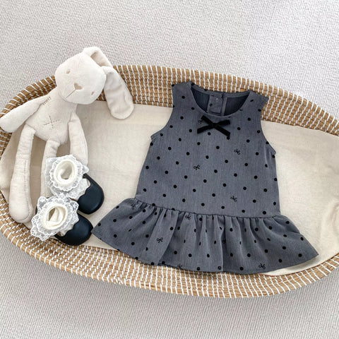 2 Pc Girls French Polka Dot Dress