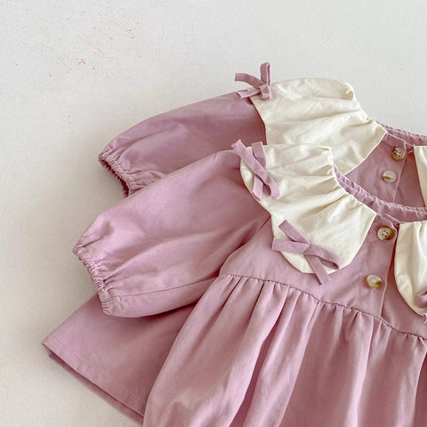 Baby Girls Bow Collar Bodysuit Dress