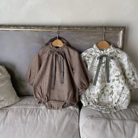Baby Girls Vintage Autumn Tie Bodysuit