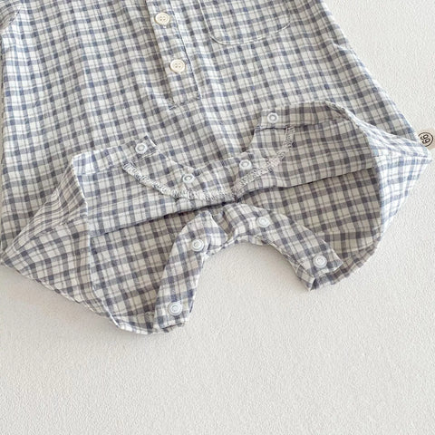 Baby Boy Summer Plaid Polo Romper