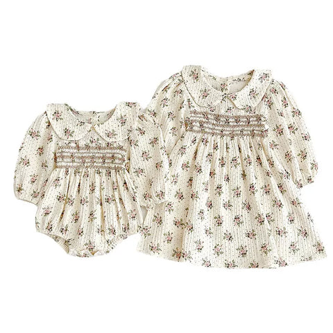 Girls Dtisy Floral Peter Pan Collar Dress/Bodysuit