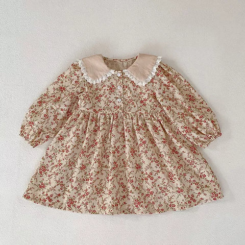 Girls Autumn Floral Vintage Style Bodysuit/Dress
