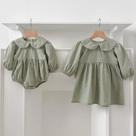 Girls Mini Daisy Peter Pan Collar Dress/Bodysuit