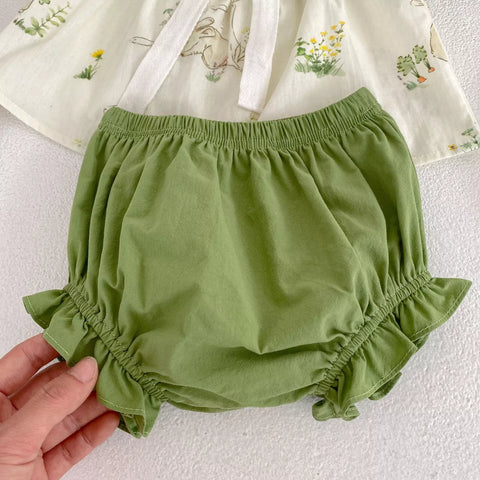 Baby Girl Bunny Print Square Neck Bodysuit