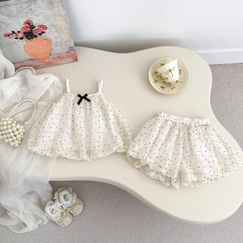2 Pc Baby Girl Polka Dot Bubble Cami & Shorts Set