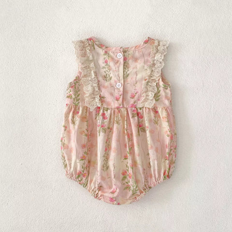 Girls Spring Blossom Print Sleeves Dress/Bodysuit