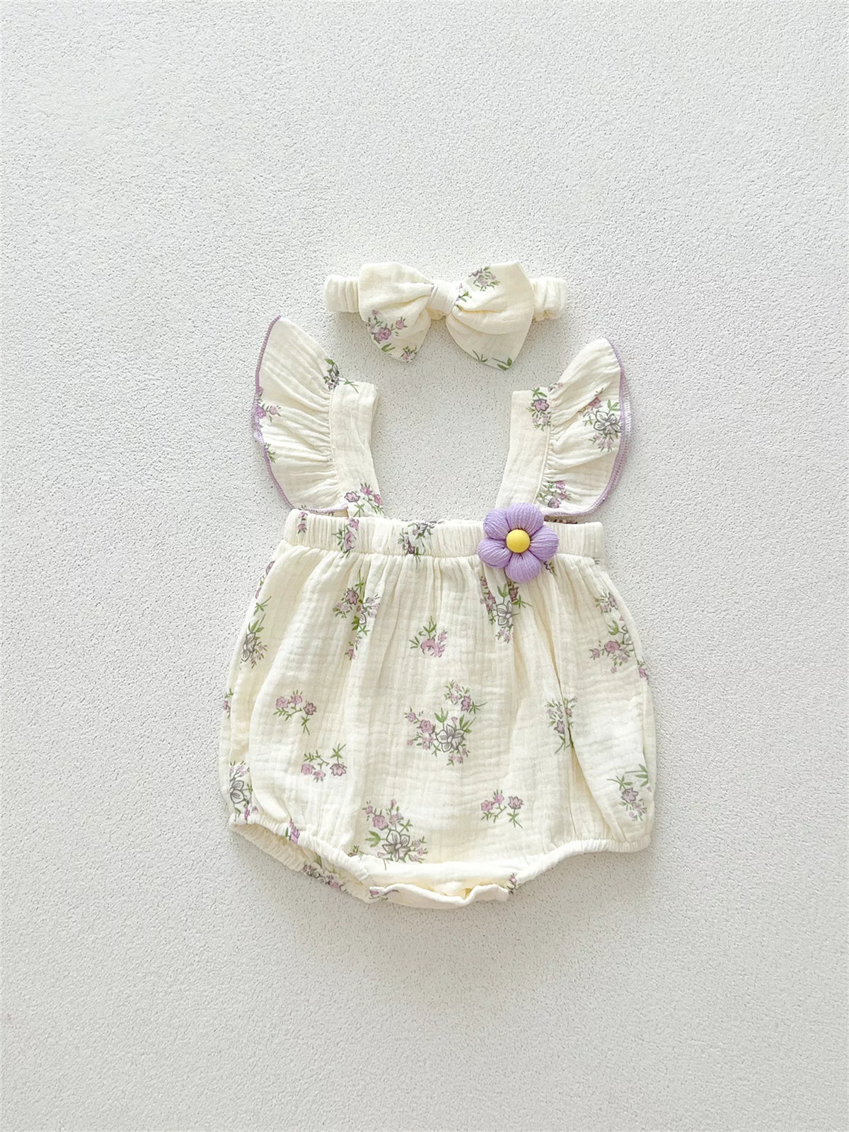 2 Pc Baby Girl Lavender Bodysuit with Headband