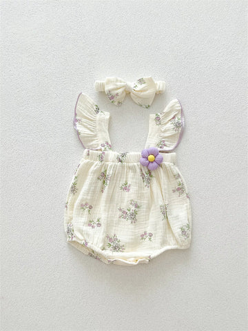2 Pc Baby Girl Lavender Bodysuit with Headband