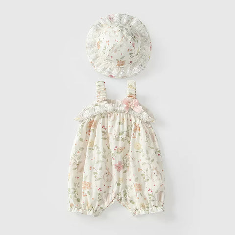 2 pc Baby Girl Spring Bunny and Berries Romper