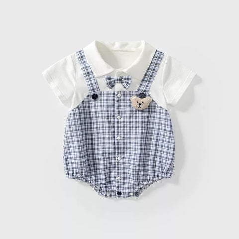 Baby Boy 2 in 1 Plaid Polo Bodysuit