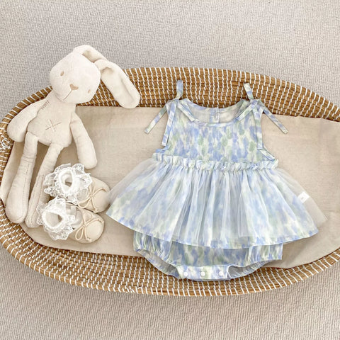 Baby Girl Watercolor Tulle Skirt Bodysuit