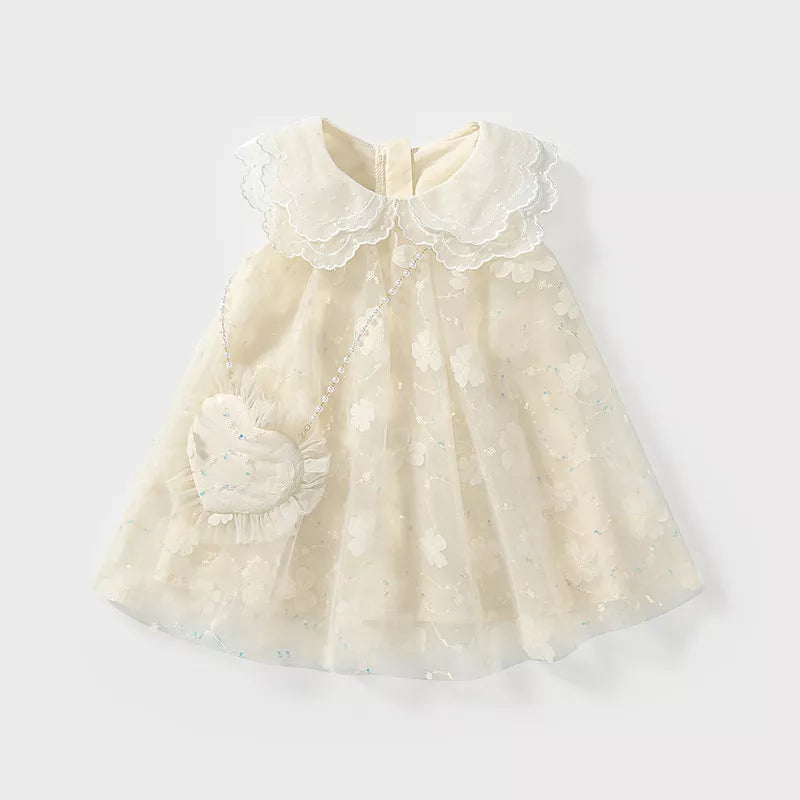 Baby Girl Chiffon Floral Scallop Collar Dress