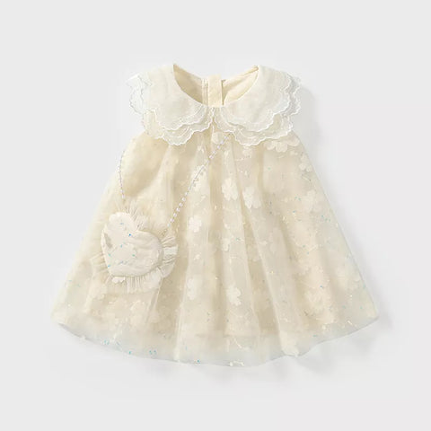 Baby Girl Chiffon Floral Scallop Collar Dress