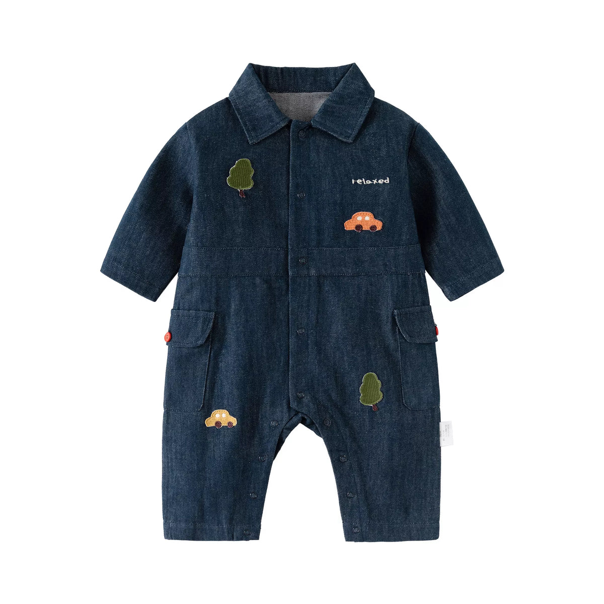 Baby Boy Denim Jumpsuit w/ Car Patch