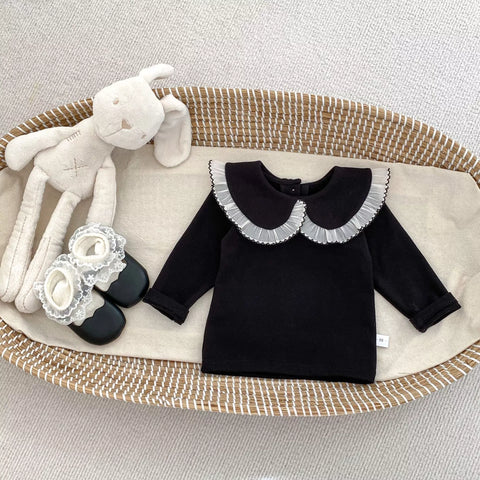 2 Pc Baby Girl Tweed Bodysuit w/ Collar Shirt