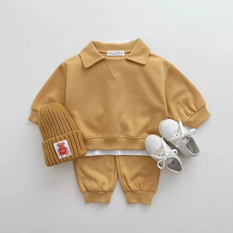 2 Pc Baby Toddler Collar Sweatshirt & Pants Set