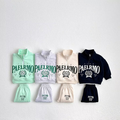 2 Pc Baby Toddler Quarter Zip Palermo Sweatsuit Set