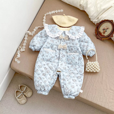 Baby Girl Ditsy Floral Padded Winter Romper