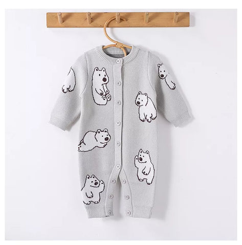 Baby Boy Knit Polar Bear Romper