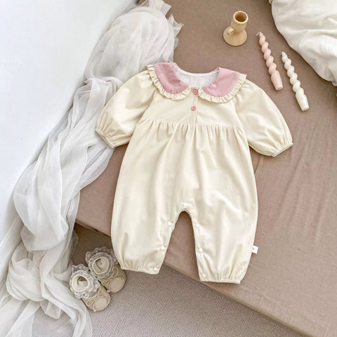 Baby Girl Corduroy Bunny Ears Collar Romper