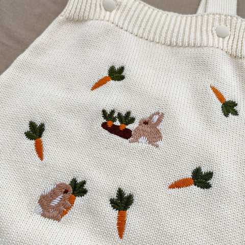 2 Pc Baby Girl Rabbit & Carrot Cardigan and Bodysuit Set