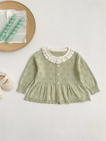 Baby Girl Hearts Peplum Cardigan Sweater