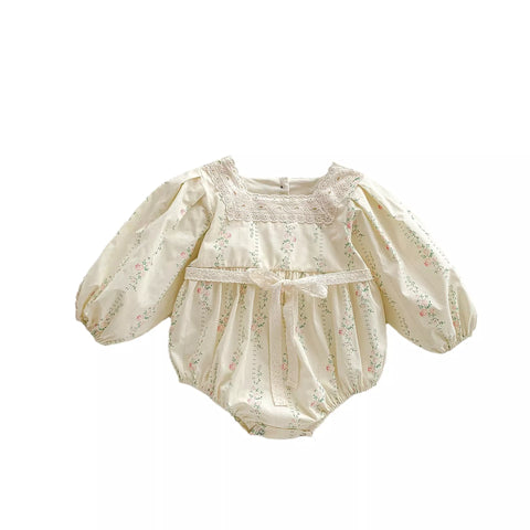 Baby Girl Cottage Style Square Neck Floral Bodysuit