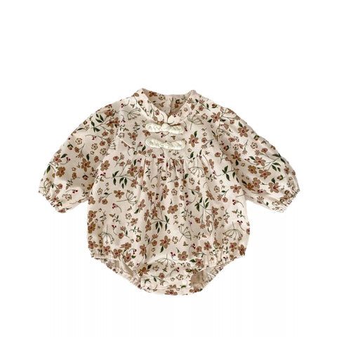 Baby Girl Autumn Floral Frog Button Bodysuit