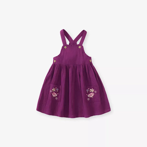 2 Pc Girls Cotton Overall Dress with Collar Shirt