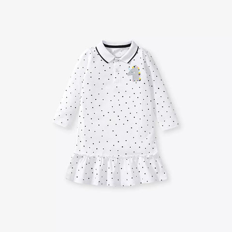 Girls Polka Dot Unicorn Polo Dress