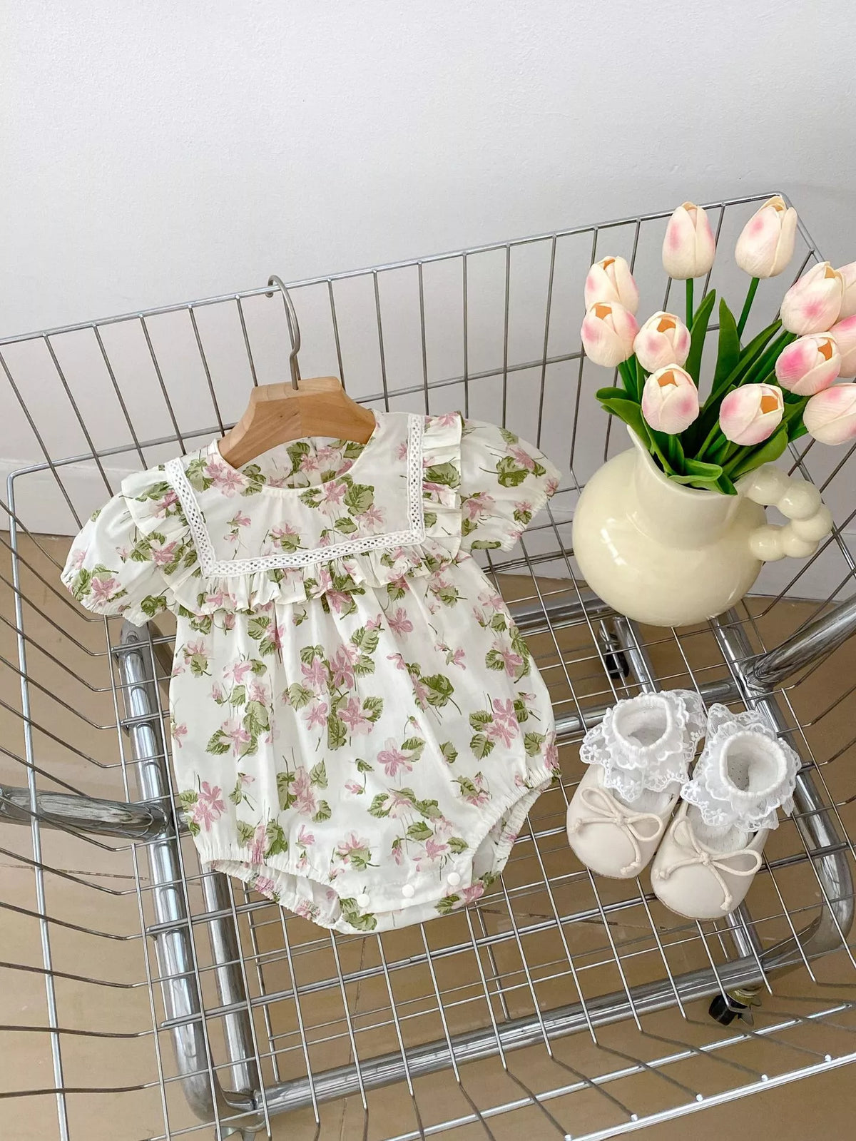 Baby Girl Summer Floral Bodysuit Or 2 Pc Set
