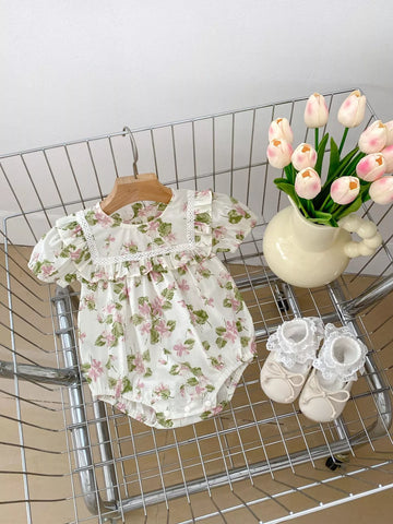 Baby Girl Summer Floral Bodysuit Or 2 Pc Set