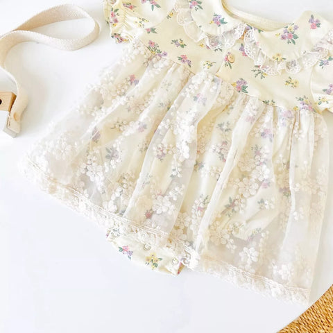 Baby Girl Lace and Floral Collar Sun Dress