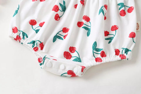 2 Pc Baby Girl Cherry Collar Bodysuit w/ Headband
