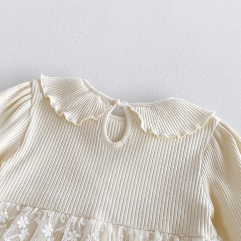 2 pc Baby Girl Spring Lace Overlay Bodysuit Dress