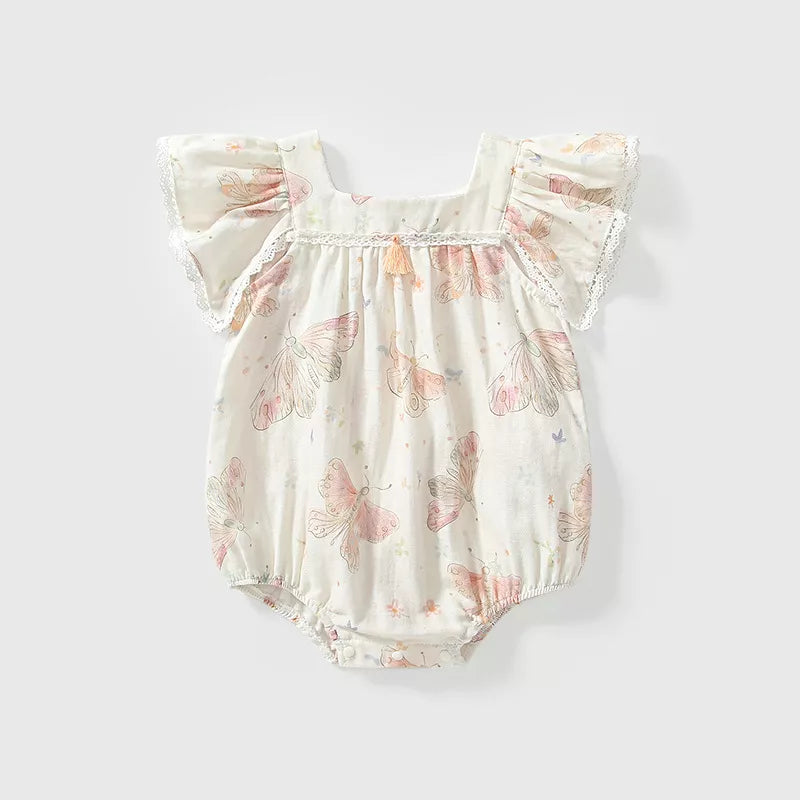 Baby Girl Square Neck Butterfly Boho Bodysuit
