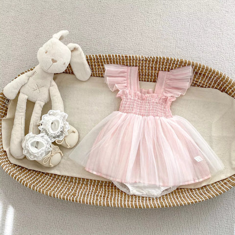 Baby Girl Vertical Stripes Smocked Dress
