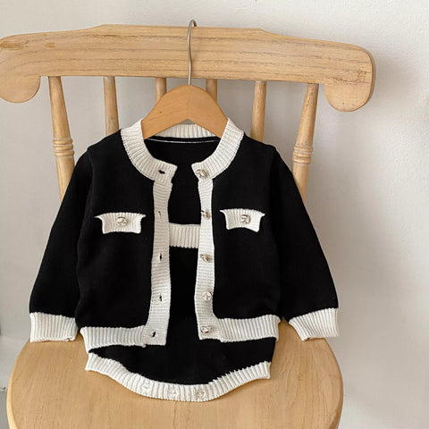 2 Pc Baby Girl Colorblock Chic Cardigan & Bodysuit Set