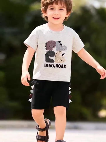 2 Pc Boys Dinosaur Tee & Shorts Set