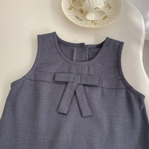 2 Pc Girls Ruffle Collar Shirt with Drop Waist Jumper Dress