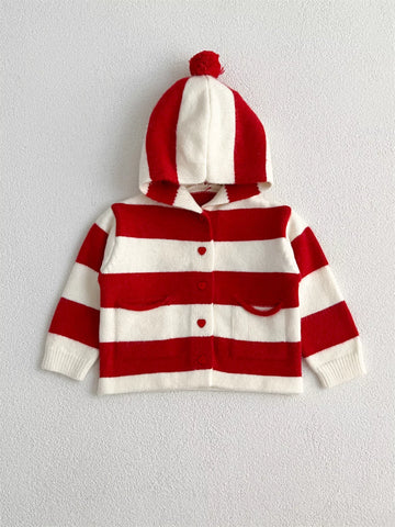 Unisex Baby Waldo Stripe Knit Hooded Sweater