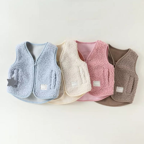 Unisex Baby Fleece V-Neck Vest Zip up