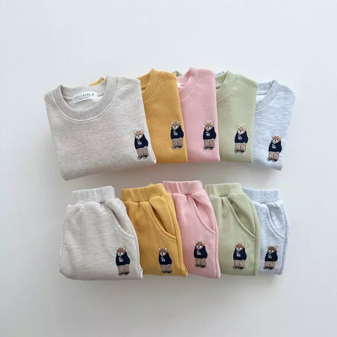 2 Pc Baby Toddler Bear Logo Pullover Sweatsuit