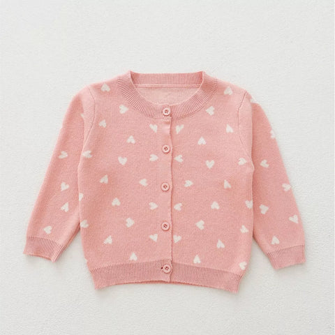 Baby Girl Hearts Knit Cardigan Sweater