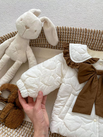Baby Girl Heart Padded Bow Coat